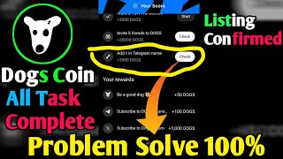 Dogs telegram bot all tasks complete  how to complete dogs coin task add in telegram name  dogs [upl. by Soane]