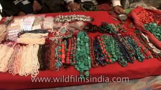 Rings beads turquoise and carnelians at Ladakh market [upl. by Anol983]