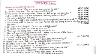 exercise 5a class 12  direct and indirect speech class 12  direct and indirect in English grammar [upl. by Eitsud]