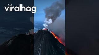 Aerial Footage of Klyuchevskaya Volcano Erupting  ViralHog [upl. by Inamik]