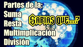 Partes de la Suma Resta Multiplicación y División [upl. by Aivatahs]