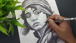 Scribble art portrait drawing  Timelapse video [upl. by Brendon]