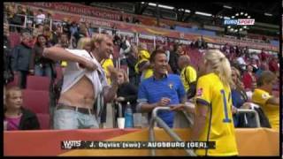 Josefine Öqvist quotuncensored versionquot changing shirt with german supporter [upl. by Aralk]