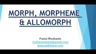 morph morpheme allomorph [upl. by Alyl]