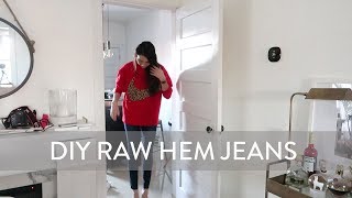 DIY Raw Hem Jeans  How to Distress Jeans [upl. by Anneirda717]