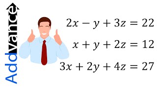 Solving Simultaneous Equations with 3 Variables GCSE Further Maths 😊➕ Addvance Maths [upl. by Jehias]