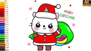 DISEGNO UFFICIALE GATTO UNICORNO 🧝COME DISEGNARE Babbo Natale  GATTO FACILE 🎅DISEGNO🌈DISEGNI FACILI [upl. by Einnahc]