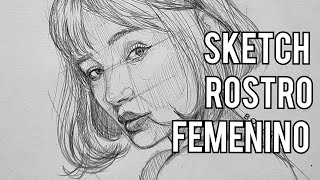 SKETCH  RETRATO  ROSTRO FEMENINO  DIBUJO [upl. by Engelhart]