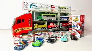 The big red trailer Collect 12 Tomica Cars Mcqueen toys put in Okataduke convoy [upl. by Kandace]