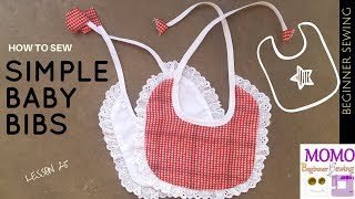 How to Sew Simple Baby Bibs  Beginners Sewing Lesson 25 [upl. by Dorree]