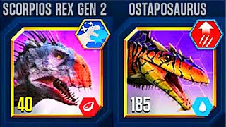 AMPHIBIOUS ASSAULT SCORPIOS REX GEN 2 VS OSTAPOSAURUS  JURASSIC WORLD THE GAME [upl. by Aitret]