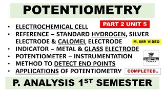 Potentiometry complete  Potentiometric titration Part 2 Unit 5  Pharmaceutical Analysis 1st sem [upl. by Navac307]