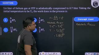 56 liter of helium gas at STP is adiabatically compressed to 07 liter Taking the initial temp [upl. by Hube770]