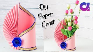 Easy Paper Flower Vase  How to Make A Flower Vase At Home  Simple Paper Craft  Artkala [upl. by Emorej651]