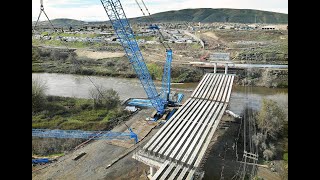 Concrete girders being set for Richlands Duportail Bridge [upl. by Nauqaj]