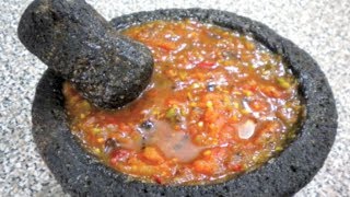 SALSA DE MOLCAJETE MARTAJADA 2  RECETA FACIL [upl. by Ainahtan]