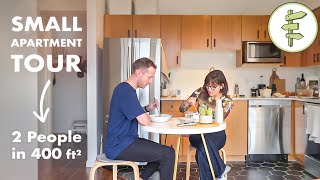 Minimalist Couple Living in a Small 400 ft² Apartment with Clever Storage Ideas – FULL TOUR [upl. by Mcallister]