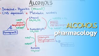 Alcohols metabolism acute and chronic effects CNS pharmacology made EASY [upl. by Nafets]