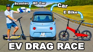 Citroen Ami v E Bike RC Car amp Scooter DRAG RACE [upl. by Rolland]