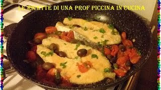 Salmone con pomodorini capperi e olive [upl. by Acnairb]