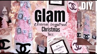 GLAM CHANEL INSPIRED CHRISTMAS TREE  DIY GLAM CHRISTMAS DECOR  CHELLESGLAMHOME [upl. by Adnahsar]