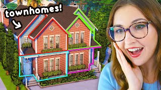 i tried building FUNCTIONAL townhomes for the sims 4 for rent [upl. by Obmar]