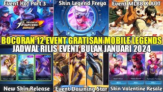 BOCORAN 12 EVENT GRATISAN MOBILE LEGENDS JANUARI 2024 TIKET KOF 2 FASE LEGEND FREYA MLBB X AOT [upl. by Deb]