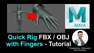 Quick Rig FBXOBJ with Finger  Maya 2022 Rigging Full Tutorial  Auto Rigger [upl. by Richy]