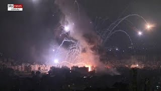 Dramatic footage shows Israeli rockets hit Beirut [upl. by Silohcin]