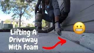 How To Lift A Sinking Concrete Driveway With Foam [upl. by Xirdnek269]