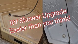 Upgrading an RV camper shower  DIY Repair and renovation [upl. by Rogerg345]