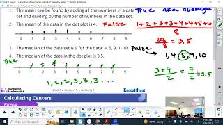 Unit 1 Lesson 5 Calculating Measures of Center and Variability Part 1 [upl. by Laurianne351]