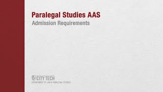 Paralegal Studies AAS  Admission Requirements [upl. by Ahsekal]