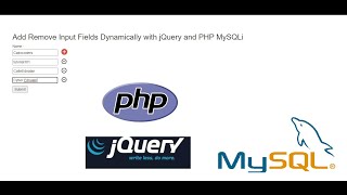 Add Remove Input Fields Dynamically with jQuery and PHP MySQLi [upl. by Annmaria]