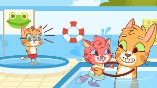 Cat Family  Cartoon for Kids  New Full Episodes 7  Kitten Learns to Swim [upl. by Shriver]