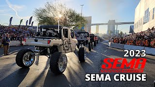 SEMA Show Cruise 2023  Awesome Cars And Trucks Leaving The 2023 SEMA Show Las Vegas [upl. by Hevak]