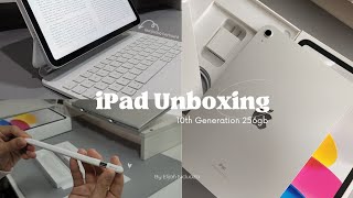 iPad 10th generation unboxing 256GB silver 📦 apple pencil usbc 2023 💌 magic keyboard goojodoq [upl. by Lonnie]