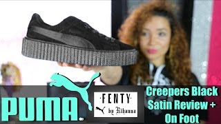 Rihanna x Puma Fenty Creepers Black Satin Review  On Foot [upl. by Retrop]