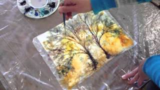 How to Batik Style watercolor painting technique with Kozo Washi [upl. by Tteirrah]