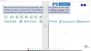 6 TN Maths TERM I 1 NUMBERS Activity Pg No 7 Take a white chart and cut into 9 equal [upl. by Nador]