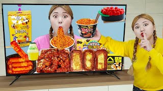 MUKBANG TOFU FIRE NOODLES Fried Chicken CVS EATING by HIU 하이유 [upl. by Ssalguod]