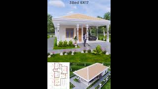 House Design Plans 27x56 Feet 8x17 Meter 3 Beds homedesign housedesign homeplan houseplans [upl. by Gurevich]