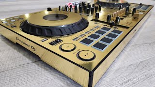 Pioneer DDJFLX10 dressed in adhesive mirror gold 12inch Skinz [upl. by Anemaj]