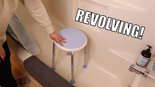 OasisSpace 360 Degree Rotating Shower Chair Review  Tool Free Adjustable Shower Stool Tub Chair [upl. by Francesca]