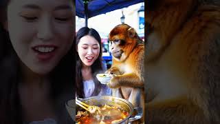 Reward yourself with hot pot bachi veryfoodeat hot pot together Monkey Brother is coming ai [upl. by Nanis278]