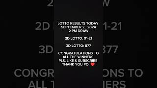 Lotto results today September 23 2024 2pm draw youtubeshorts lottoresulttoday [upl. by Rocker36]