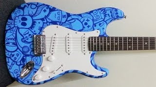 CUSTOM GUITAR paint job using posca pen with doodle art [upl. by Orian]