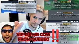 xQc Gets BatChest Guy donated total 55 asking for VIP just to get Skipped [upl. by Enyrhtak]