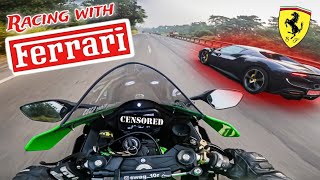 ZX10R amp FERRARI Drag 😱Ninja Zx10R Top Speed💚Superbike Vs Supercar🔥 [upl. by Moria947]