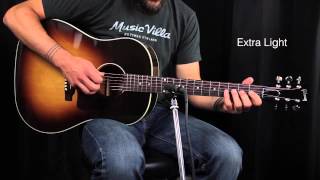 The Ultimate Acoustic String Comparison  Extra Light vs Custom Light vs Light vs Medium [upl. by Eddana236]